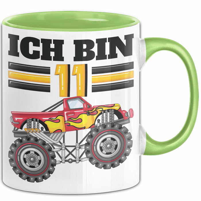 11. Geburtstag Geschenk Tasse Becher Jungs Trucks Geburtstagsgeschenk Ich Bin 11 Grün Trendation