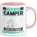 Camper Tasse Geschenk für Camper Geburtstag Lustiger Spruch Kaffee-Becher Was Ist Deine Superkraft Rosa Trendation