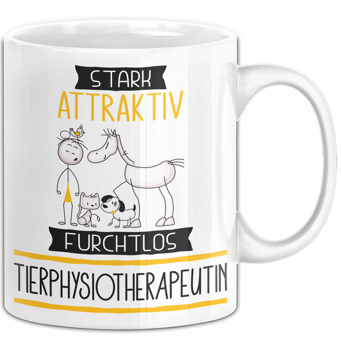 Tierphysiotherapeutin Tasse Geschenk Becher Stark Attraktiv Furchtlos Tierphysiotherapeutin Lustige Geschenkidee Weiß Trendation