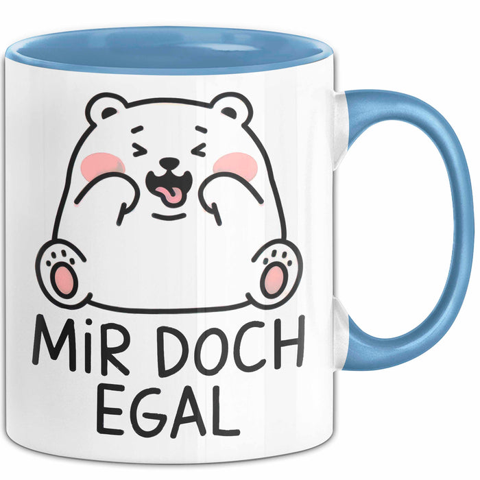Bär Tierliebhaber Tasse Geschenk Lustige Geschenkidee Spruch Mir Doch Egal Blau Trendation