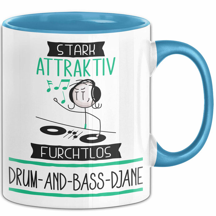 Drum-and-Bass-DJane Tasse Geschenk Becher Stark Attraktiv Furchtlos Drum-and-Bass-DJane Lustige Geschenkidee Blau Trendation