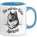 Katzenliebhaber Tasse Geschenk Spricht mit Katzen Katzenfan Blau Trendation