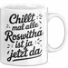 Roswitha Tasse Geschenk Chillt Mal Alle Roswitha Ist Ja Jetzt Da Geschenkidee Becher mit Name Weiß Trendation