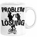 Mountainbike Tasse Geschenk für Mountainbiker Männer Geschenkidee Problem und Lösung Mountainbike Berge MTB Weiß Trendation