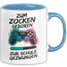 Gamer Gaming Liebhaber Tasse Geschenk Lustige Geschenkidee Spruch Zum Zocken Geboren Zur Schule Gezwungen Blau Trendation