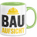 Bauleiter Bauunternehmer Tasse Geschenk Lustige Geschenkidee Spruch Bau Aufsicht Grün Trendation