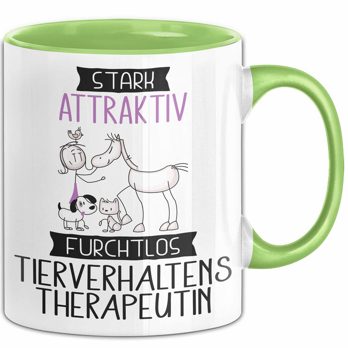 Tierverhaltenstherapeutin Tasse Geschenk Becher Stark Attraktiv Furchtlos Tierverhaltenstherapeutin Lustige Geschenkidee Grün Trendation
