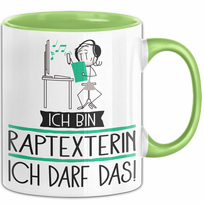 Geschenk für Raptexterin Tasse Lustige Geschenkidee Geburtstag Ich Bin Raptexterin Ich Darf Das Grün Trendation