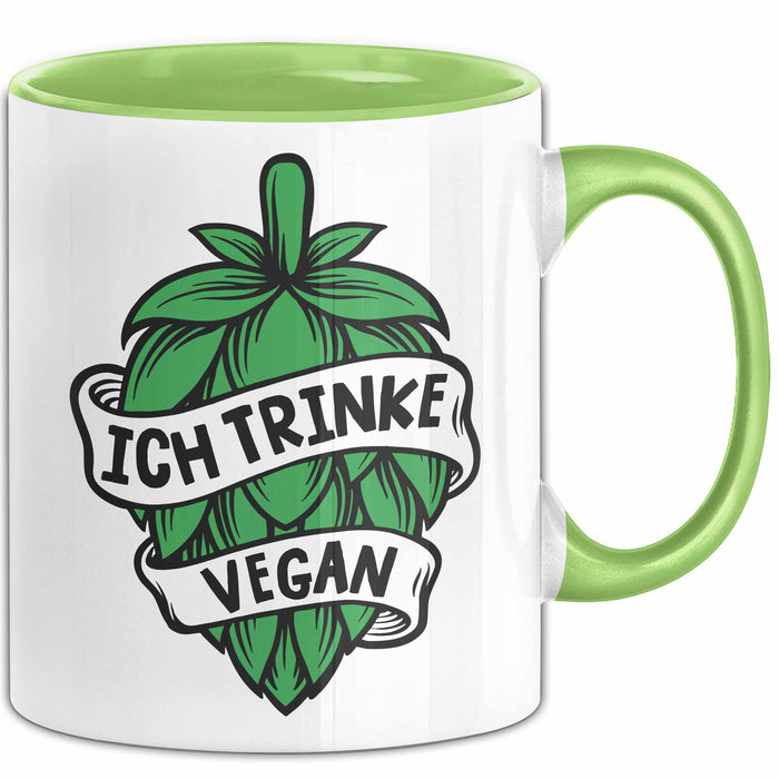 Biertrinker Tasse Geschenk Ich Trinke Vegan Becher Geschenkidee Grün Trendation