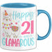 21er Geburtstag Tasse Geschenk Happy 21 And Glamarous Llama Alpaka Liebhaber Geschenkidee zum Geburtstag Blau Trendation