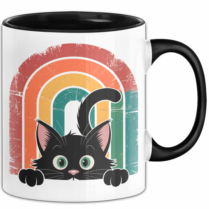 Katzen Tierliebhaber Vintage Tasse Geschenk Lustige Geschenkidee Spruch Schwarz Trendation