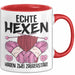 Stricken Tasse Geschenk Echte Hexen Haben Zwei Zauberstäbe Geschenkidee Strickerin Oma Becher Rot Trendation
