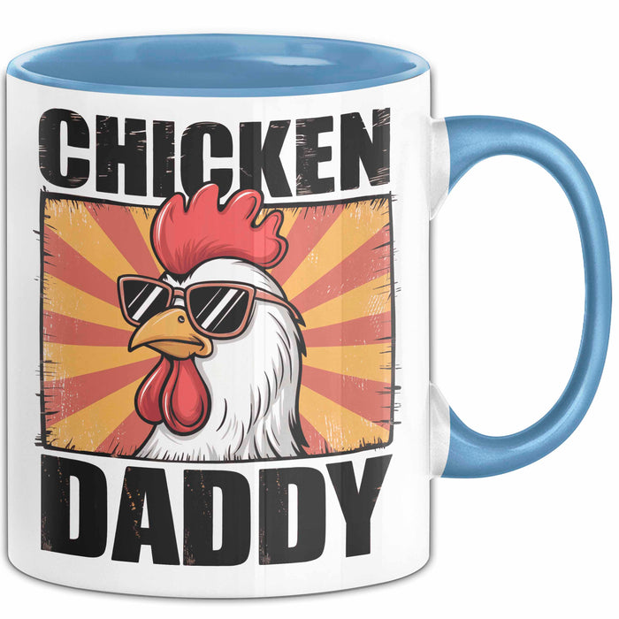 Huhn Tier Bauer Tasse Becher Geschenk Lustige Geschenkidee Spruch Hühnerpapa Blau Trendation