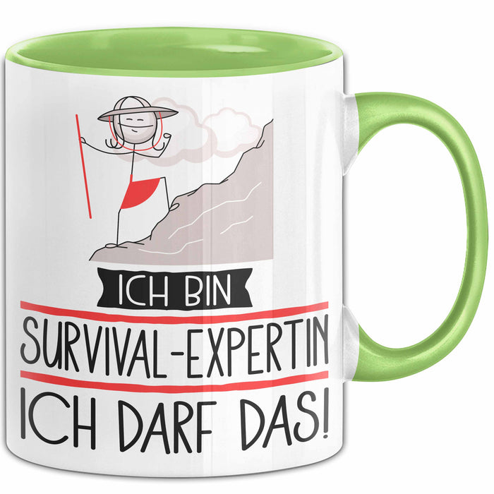 Geschenk für Survival-Expertin Tasse Lustige Geschenkidee Geburtstag Ich Bin Survival-Expertin Ich Darf Das Grün Trendation