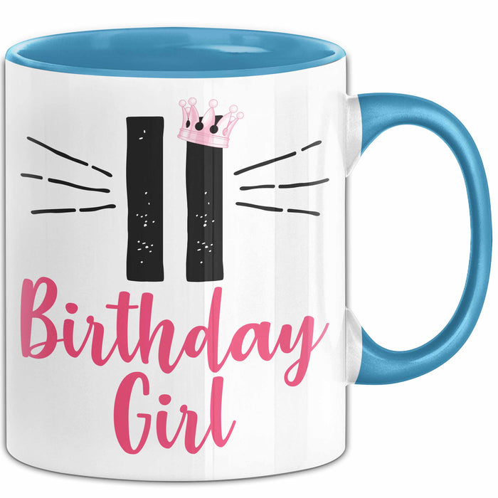 11 Birthday Girl Tasse Mädchen Geschenk 11. Geburtstag Witzig Blau Trendation
