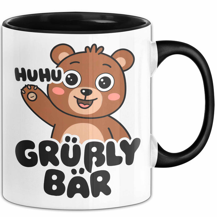 Sarkastischer Bär Tasse Geschenk Lustige Geschenkidee Spruch Grüßly Bär Schwarz Trendation