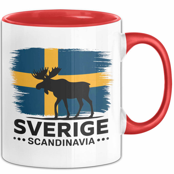 Schweden Skandinavien Schwedisch Tasse Geschenk Lustige Geschenkidee Spruch Elk Bull Sverige Scandinavia Rot Trendation