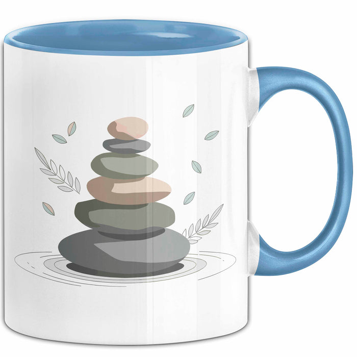 Meditationsfan Tasse Geschenkidee für Achtsamkeitssuchende Blau Trendation