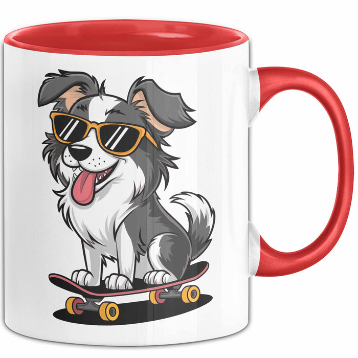 Hund Tierliebhaber Skateboard Tasse Geschenk Lustige Geschenkidee Spruch Rot Trendation