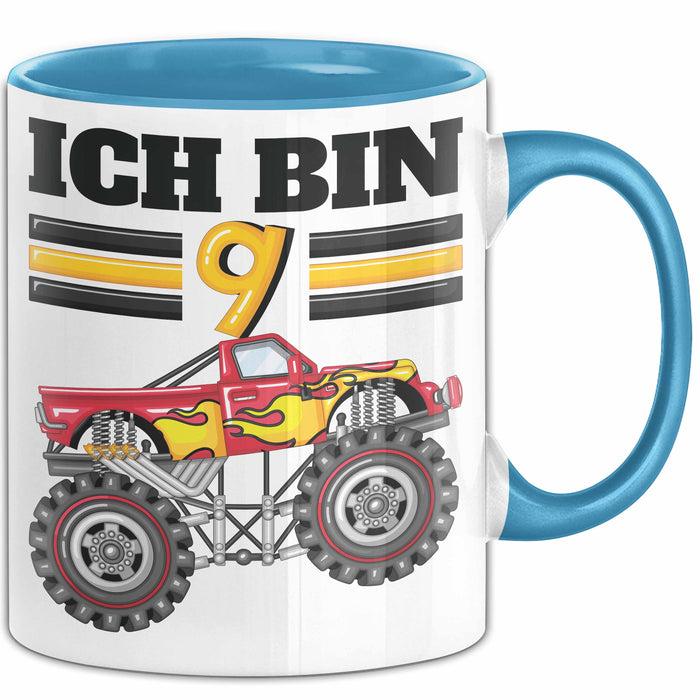 9. Geburtstag Geschenk Tasse Becher Jungs Trucks Geburtstagsgeschenk Ich Bin 9 Blau Trendation