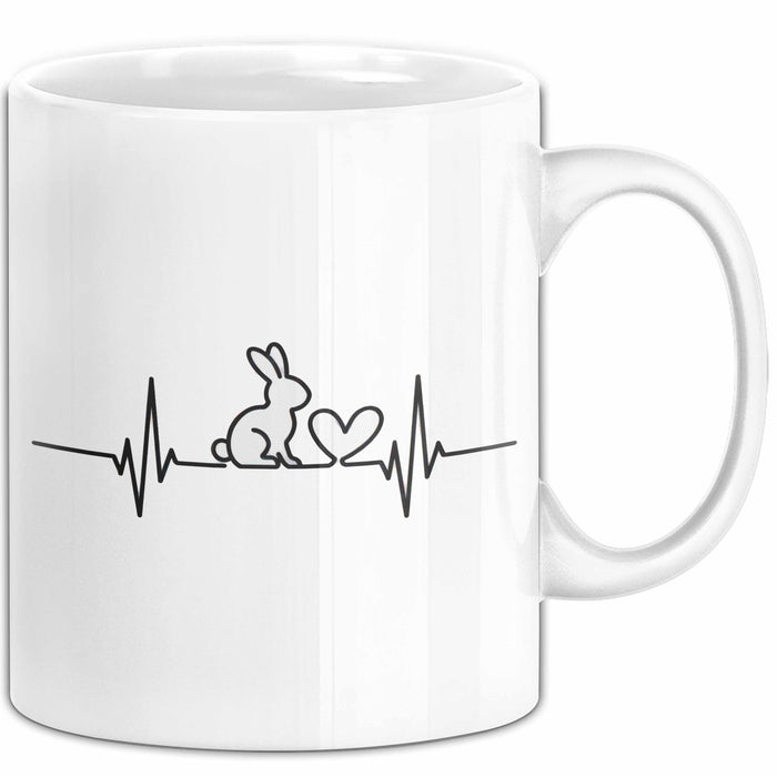 Kaninchen Hase Herzschlag Tasse Geschenk Lustige Geschenkidee Spruch Weiß Trendation