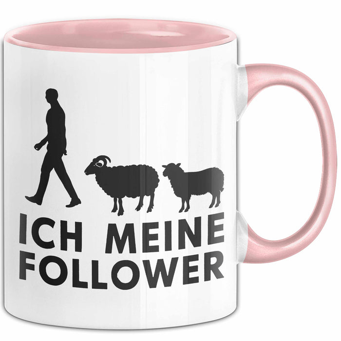 Schaf Tier Bauer Tasse Becher Geschenk Lustige Geschenkidee Spruch Ich Meine Follower Rosa Trendation