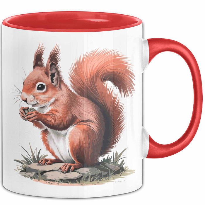 Eichhörnchen Tierliebhaber Tasse Geschenk Lustige Geschenkidee Spruch Rot Trendation