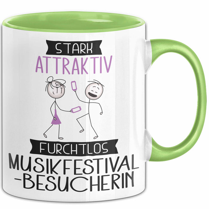 Musikfestival-Besucherin Tasse Geschenk Becher Stark Attraktiv Furchtlos Musikfestival-Besucherin Lustige Geschenkidee Grün Trendation