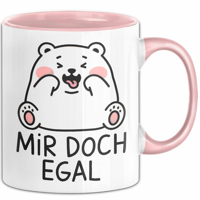 Bär Tierliebhaber Tasse Geschenk Lustige Geschenkidee Spruch Mir Doch Egal Rosa Trendation