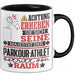 Parkour-Athlet Geschenk Tasse Lustiger Spruch Erheben Sie Sich Der Parkour-Athlet Betritt den Raum Schwarz Trendation