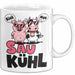 Schweinebauer Schweine Kuh Tier Tasse Geschenk Lustige Geschenkidee Spruch Sau Kuhl Weiß Trendation