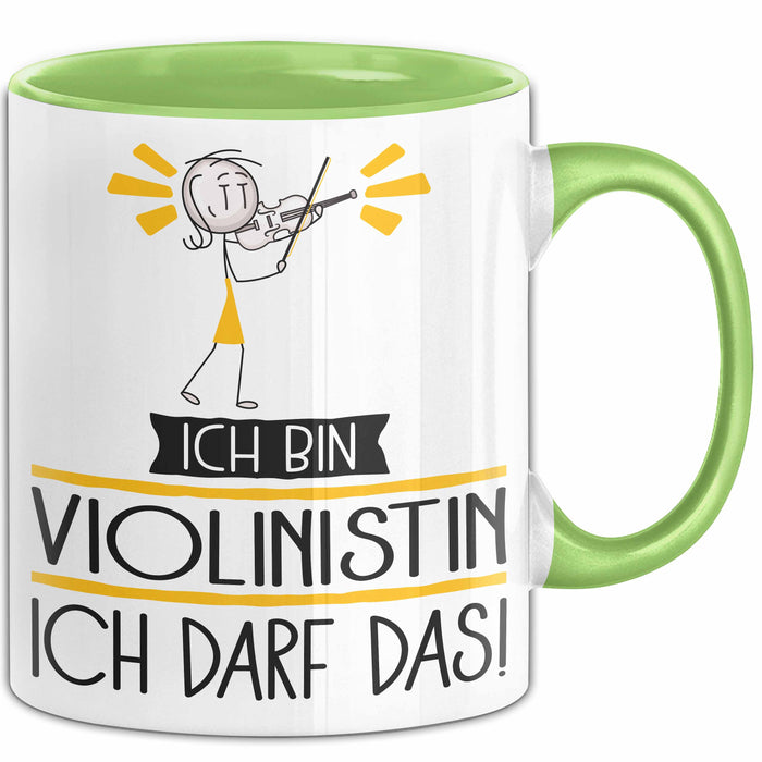 Geschenk für Violinistin Tasse Lustige Geschenkidee Geburtstag Ich Bin Violinistin Ich Darf Das Grün Trendation