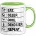 Taucher Tasse Geschenk Eat Sleep Geschenkidee Tauchen Becher Grün Trendation
