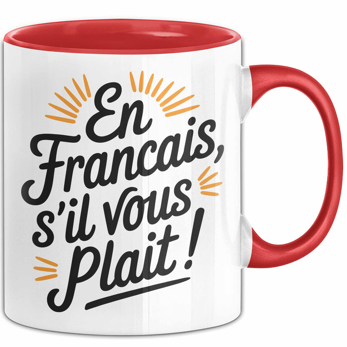 Französischlehrer Unterricht Tasse Geschenk Lustige Geschenkidee Spruch En Français S’Il Vous Plaît Rot Trendation