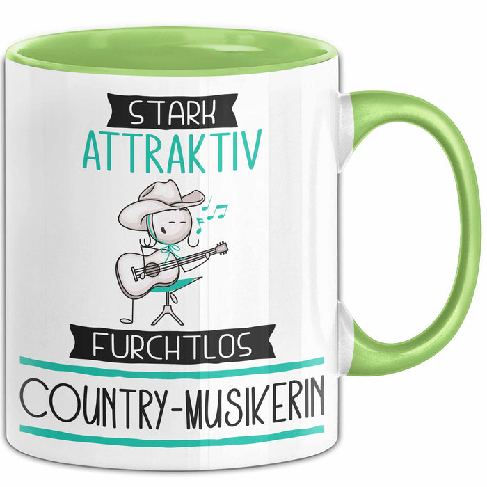 Country-Musikerin Tasse Geschenk Becher Stark Attraktiv Furchtlos Country-Musikerin Lustige Geschenkidee Grün Trendation