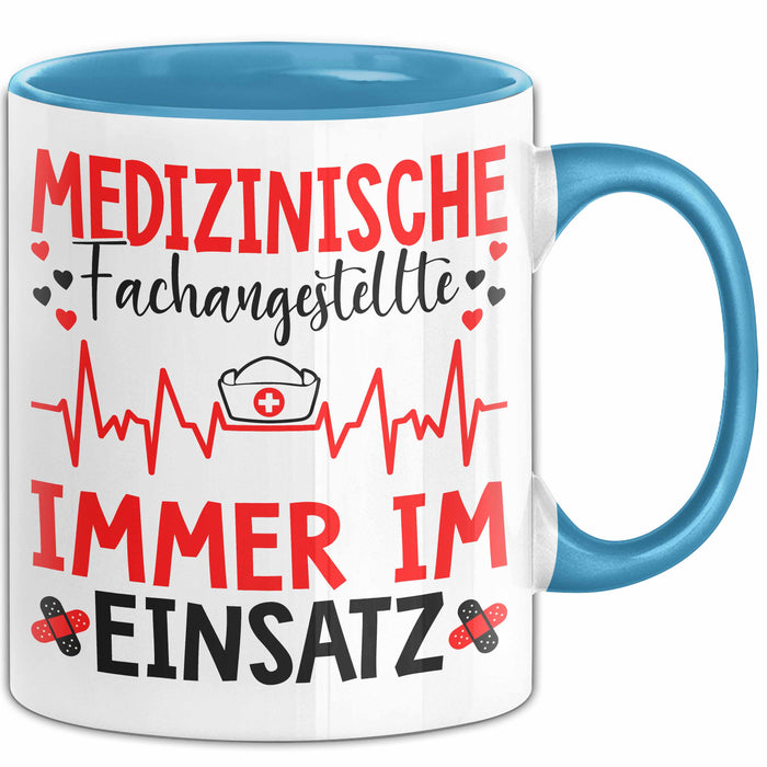 Medizinischer Assistent Arzt Tasse Geschenk Lustige Geschenkidee Spruch Medizinische Fachangestellte Immer Im Einsatz Blau Trendation