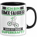 BMX-Fahrer Tasse Geschenk für BMX-Fahrer Geburtstag Lustiger Spruch Kaffee-Becher Was Ist Deine Superkraft Schwarz Trendation