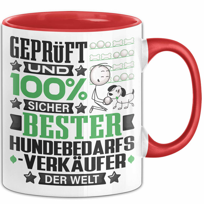 Hundebedarfsverkäufer Geschenk Lustiger Spruch für Hundebedarfsverkäufer Geschenkidee Bester Hundebedarfsverkäufer Der Welt Rot Trendation