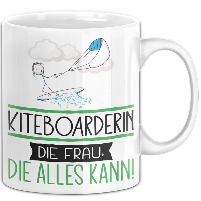 Kiteboarderin Geschenk Tasse Becher Die Frau Die Allen Kann Geschenkidee für eine Kiteboarderin Lustig Weiß Trendation