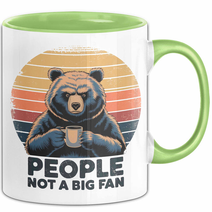 Introvertierter Bär Tasse Geschenk Lustige Geschenkidee People Not A Big Fan Grün Trendation
