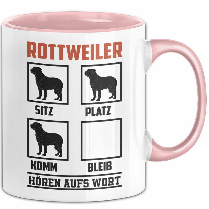 Rottweiler Hören Aufs Wort Tasse Geschenk Rottweiler Besitzer Mama Becher Rosa Trendation