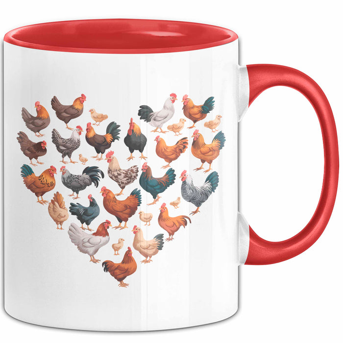 Huhn Tier Bauer Tasse Becher Geschenk Lustige Geschenkidee Spruch Hühnerherz Rot Trendation