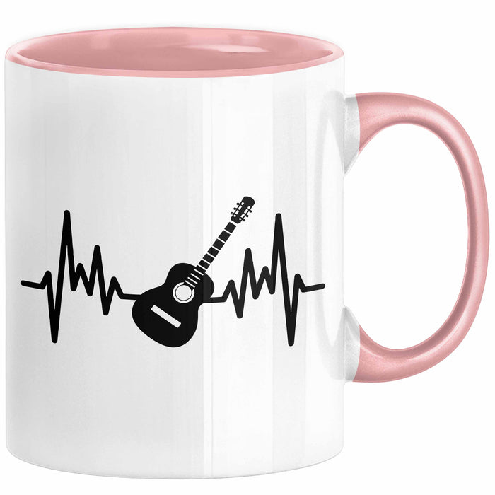 Gitarrist Geschenk Tasse für Gitarrenspieler Männer Geschenkidee Herzschlag Gitarre Kaffee-Becher Rosa Trendation