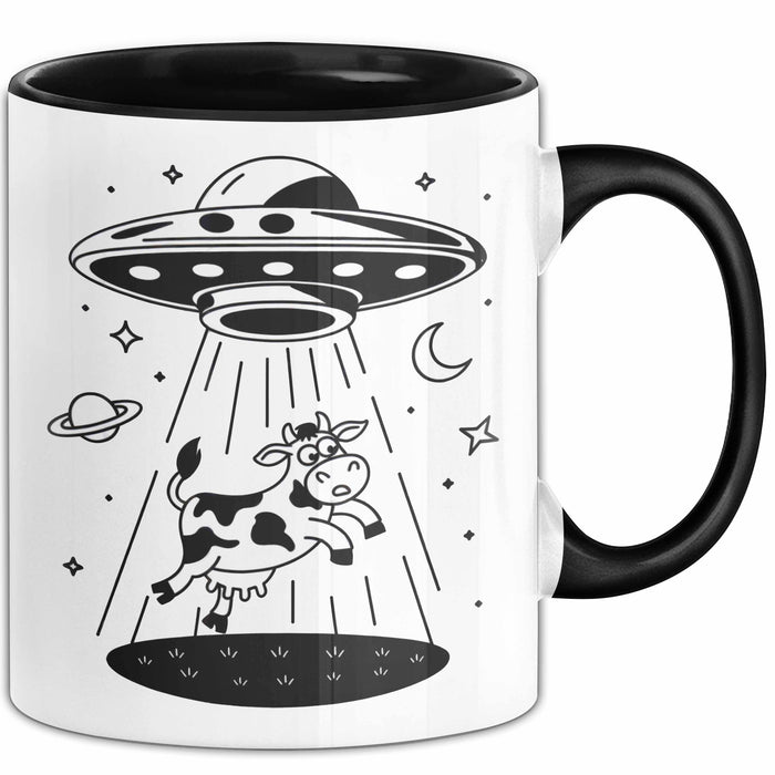 Sci-Fi Nerd Tasse Geschenkidee UFO entführt Kuh Weltraum Fan Geschenkidee Lustig Trendation