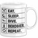 Taucher Tasse Geschenk Eat Sleep Geschenkidee Tauchen Becher Weiß Trendation