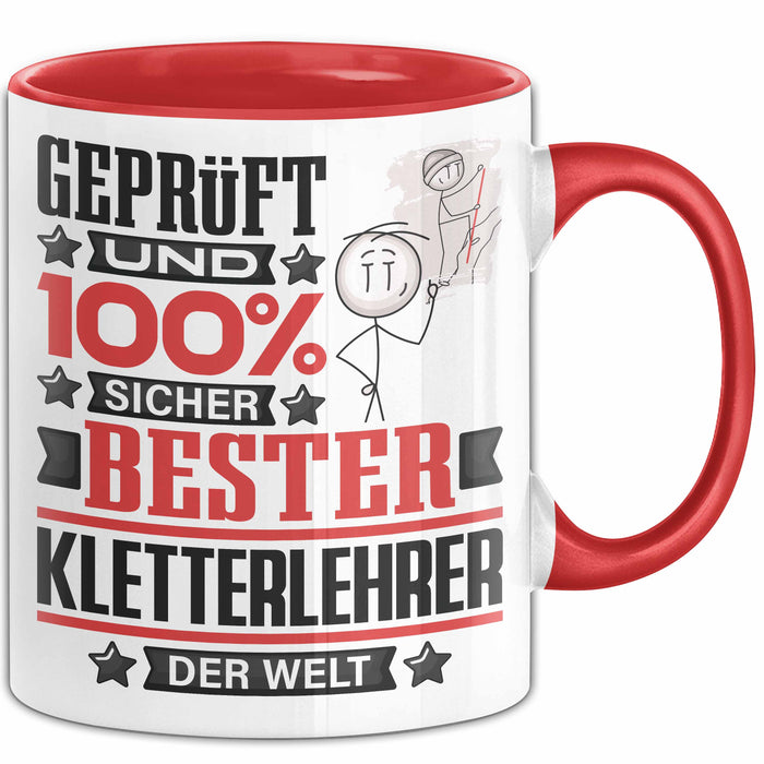Kletterlehrer Geschenk Lustiger Spruch für Kletterlehrer Geschenkidee Bester Kletterlehrer Der Welt Rot Trendation