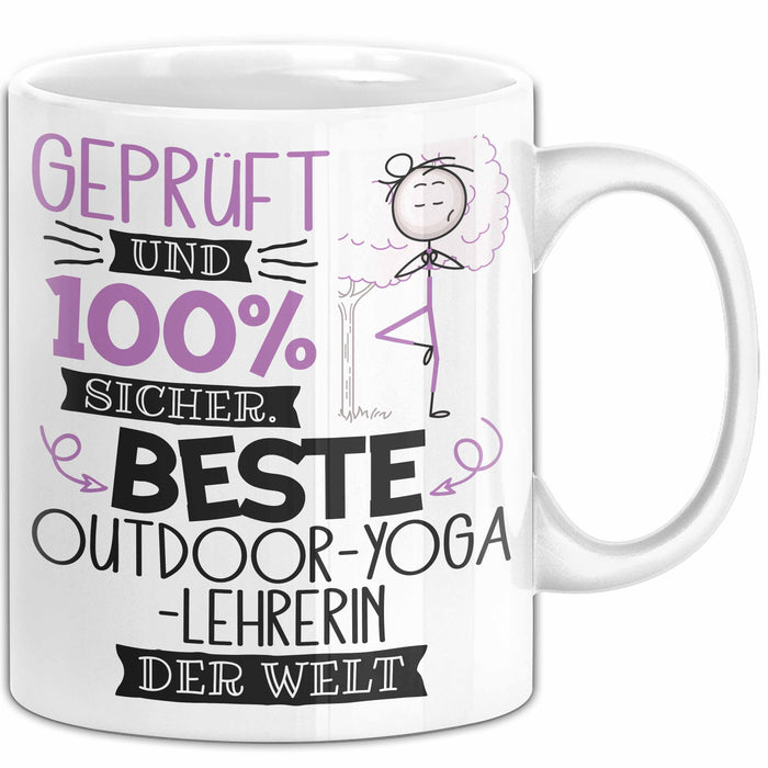 Beste Outdoor-Yoga-Lehrerin Der Welt Tasse Geschenk für Eine Outdoor-Yoga-Lehrerin Geprüft Und Sicher Geschenkidee Geburtstag Weihnachten Weiß Trendation