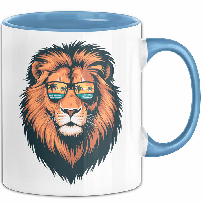 Löwenkunst Sonnenbrille Tasse Geschenk Lustige Geschenkidee Spruch Blau Trendation