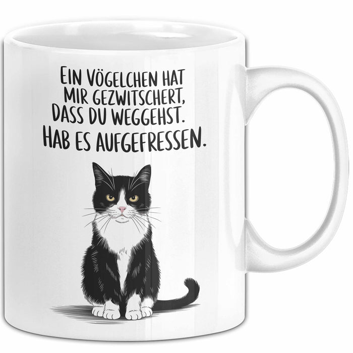 Büroarbeit Kollege Abschied Tasse Geschenk Lustige Geschenkidee Spruch Ein Vögelchen Hat Mir Gezwitschert Dass Du Weggehst Weiß Trendation