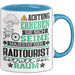 Radtourist Geschenk Tasse Lustiger Spruch Erheben Sie Sich Der Radtourist Betritt den Raum Blau Trendation